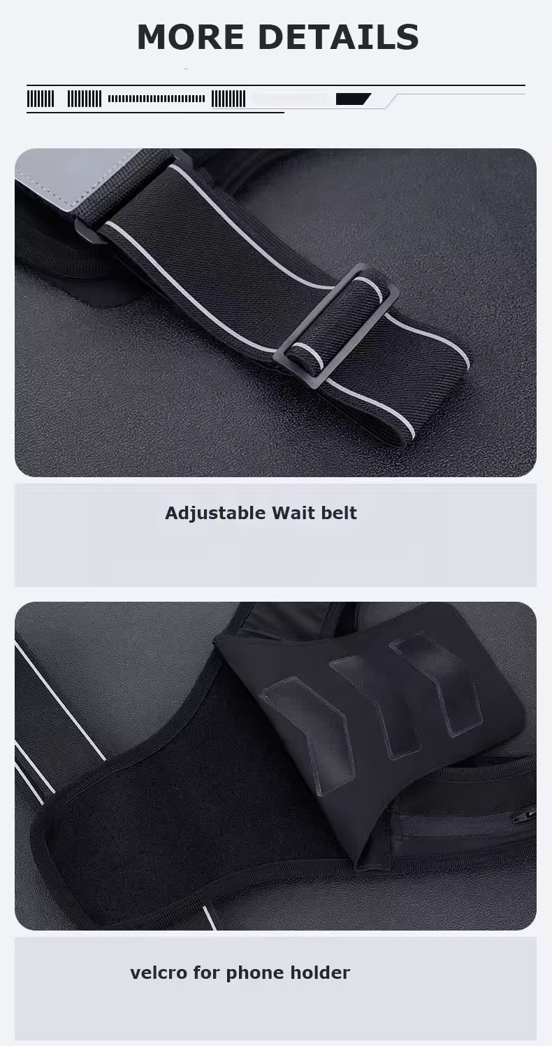 Factory Custom New Arrival Breathable Reflective Chest Running Vest Phone Holder With Clear Touch Screen Window