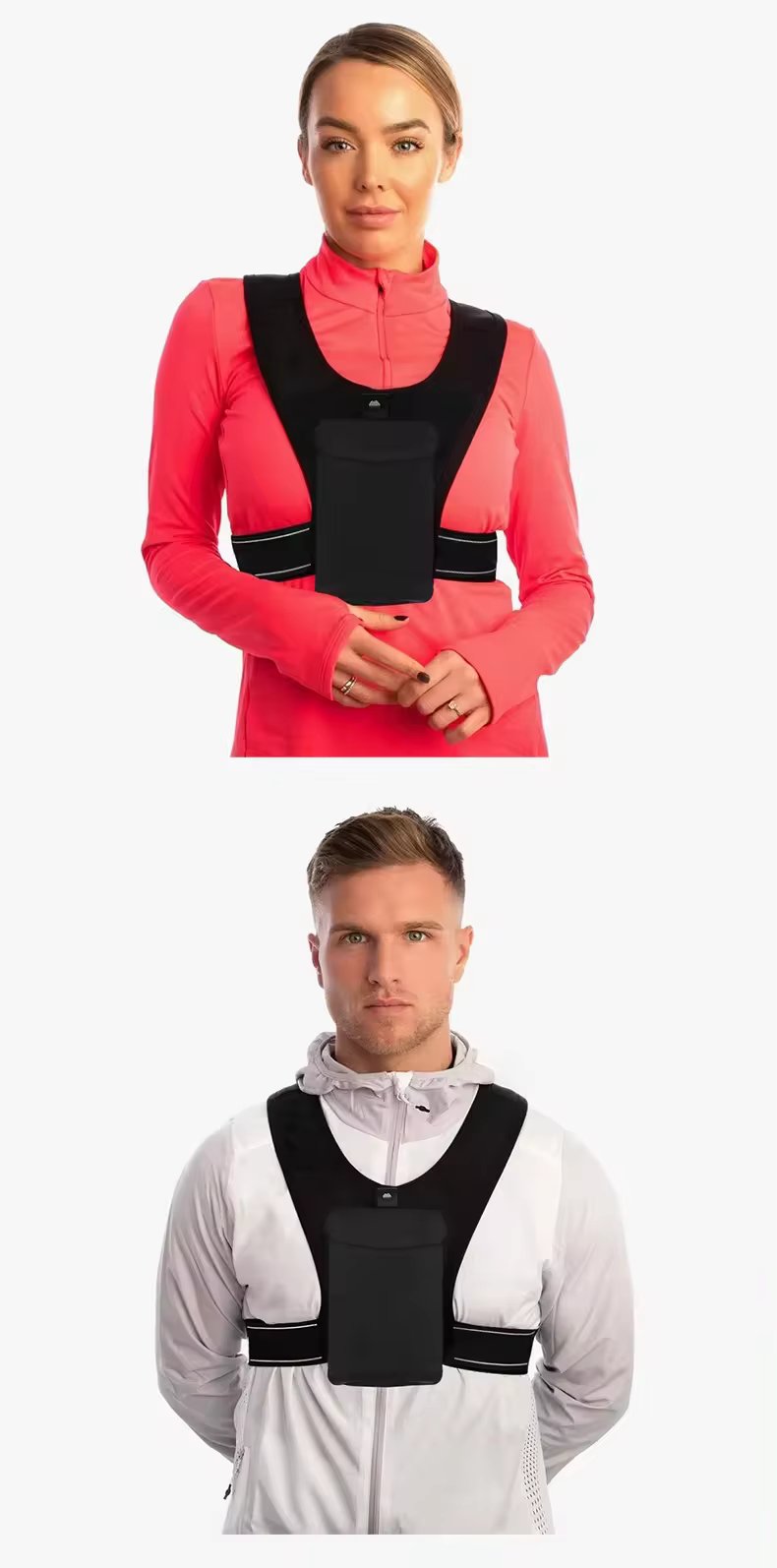 Custom Gym Jogging Lightweight Breathable Adjustable Waistband Reflective Strip Running Phone Holder Vest for Men Women