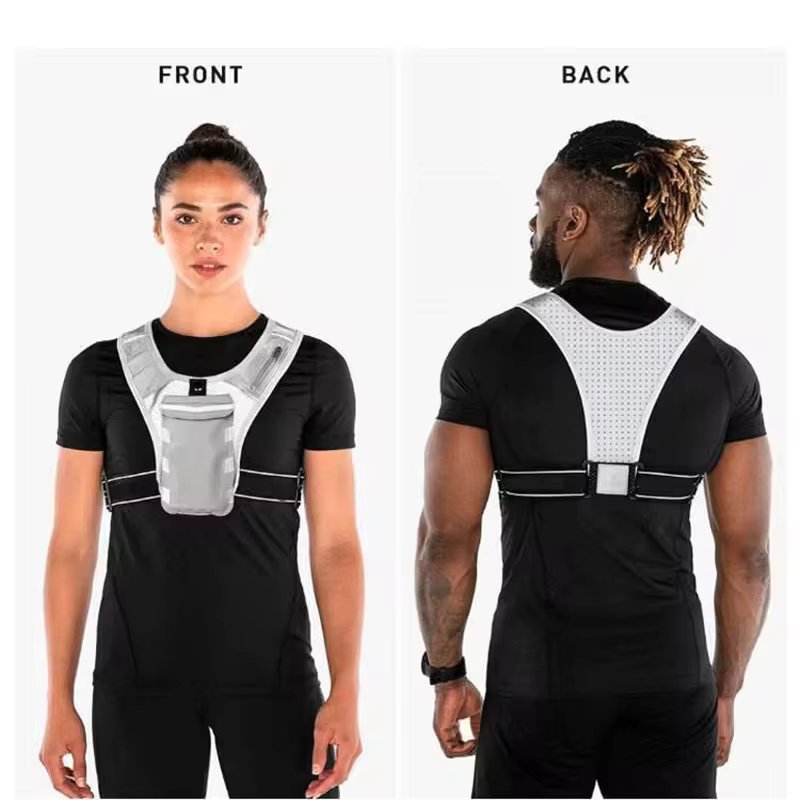 Custom Gym Jogging Lightweight Breathable Adjustable Waistband Reflective Strip Running Phone Holder Vest for Men Women
