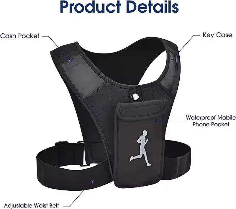 Custom logo Multifunctional Breathable Neoprene Sport Training Running Vest with Phone Holder