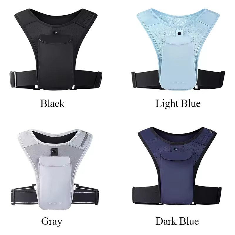 Custom Gym Jogging Lightweight Breathable Adjustable Waistband Reflective Strip Running Phone Holder Vest for Men Women